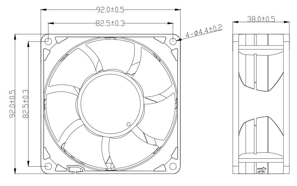 9238-2 Industrial Application 92*92*38mm DC Brushless Axial Cooling Flow Fan 12v/24v /48v(图2)