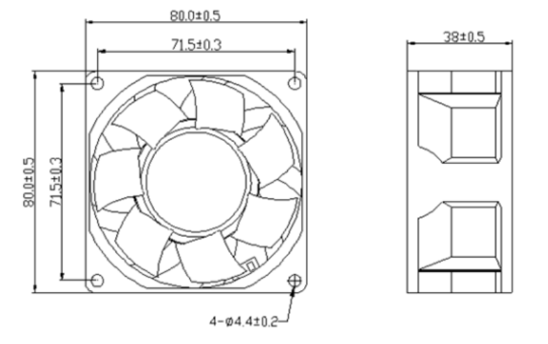 8038mm DC 80*8038mm Axial Flow Cooling Fan(图2)