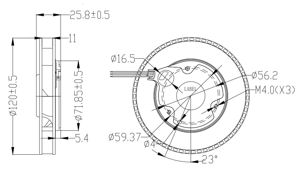 YY12025 DC Centrifugal Cooling Fan 120mm Round Industrial Cabinet Exhaust Fan (图2)