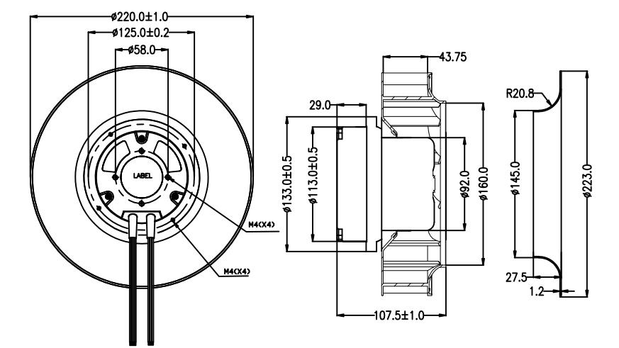 220mm EC telecom backward centrifugal blower fan for ventilation telecom(图2)