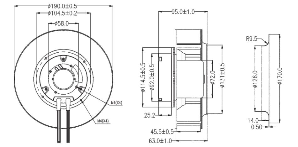 190mm EC 0~10V PWM backward centrifugal fans for HVAC system,Air purifier(图2)