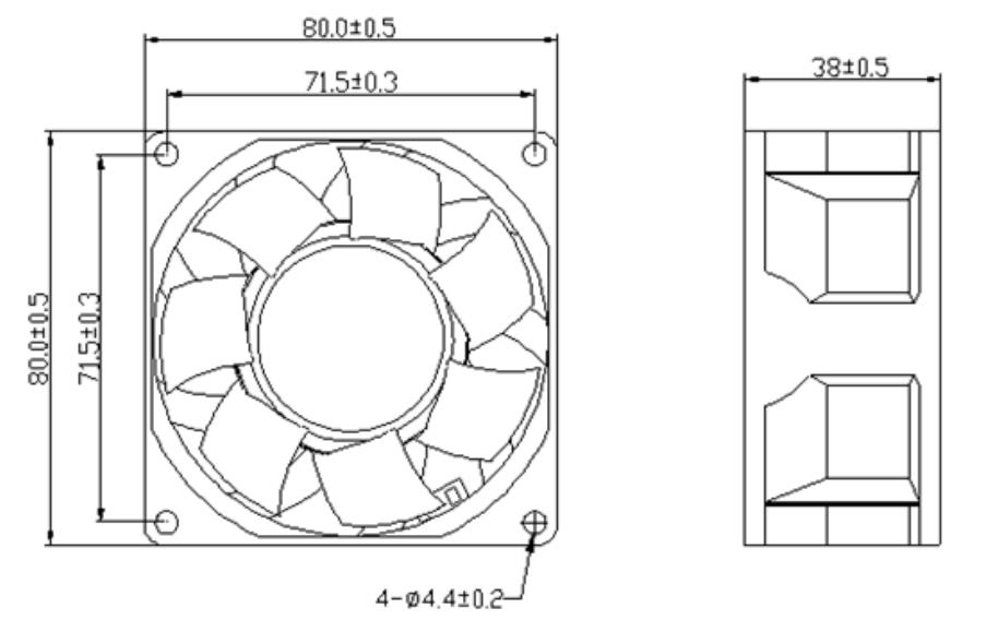 8038mm EC 80*8038mm Axial Flow Cooling Fan(图2)