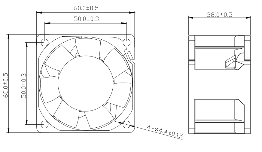 High Rpm axial Cooling 24V 12V  6038 Dc Brushless Fan(图2)