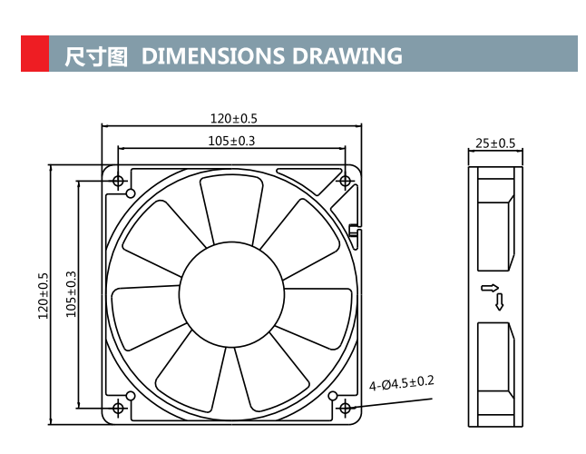 12025-3 EC 120X120X25mm Axial Flow Cooling Fan(图3)