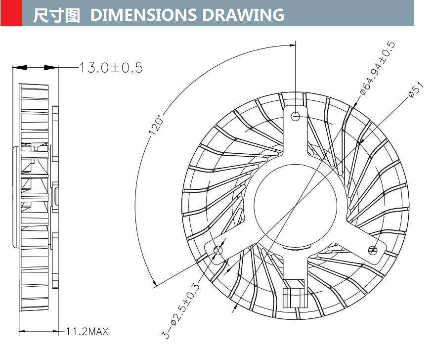 DC 5V 12V 24V 7015mm Frameless Axial Cooling Fan(图1)