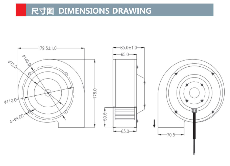 Blower fan 13372 Exhaust blower 133mm x 133mm x 72mm DC 24V 48V Blower Fan(图1)